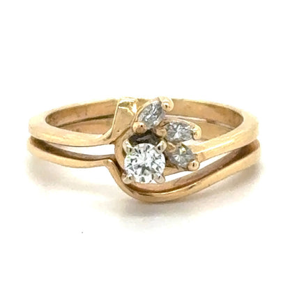 1/3ctw Diamond Bridal Wedding Set 14k Yellow Gold Rings 3.8g Size 6.25