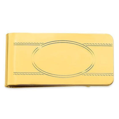 Gold-Plated Kelly Waters Money Clip With Oval Design Sleek & Elegant