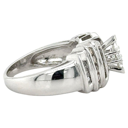14k White Gold 1 1/10ctw Diamond Cocktail Ring 8.4g Size 7