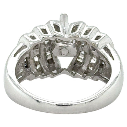 14k White Gold 1 1/10ctw Diamond Cocktail Ring 8.4g Size 7