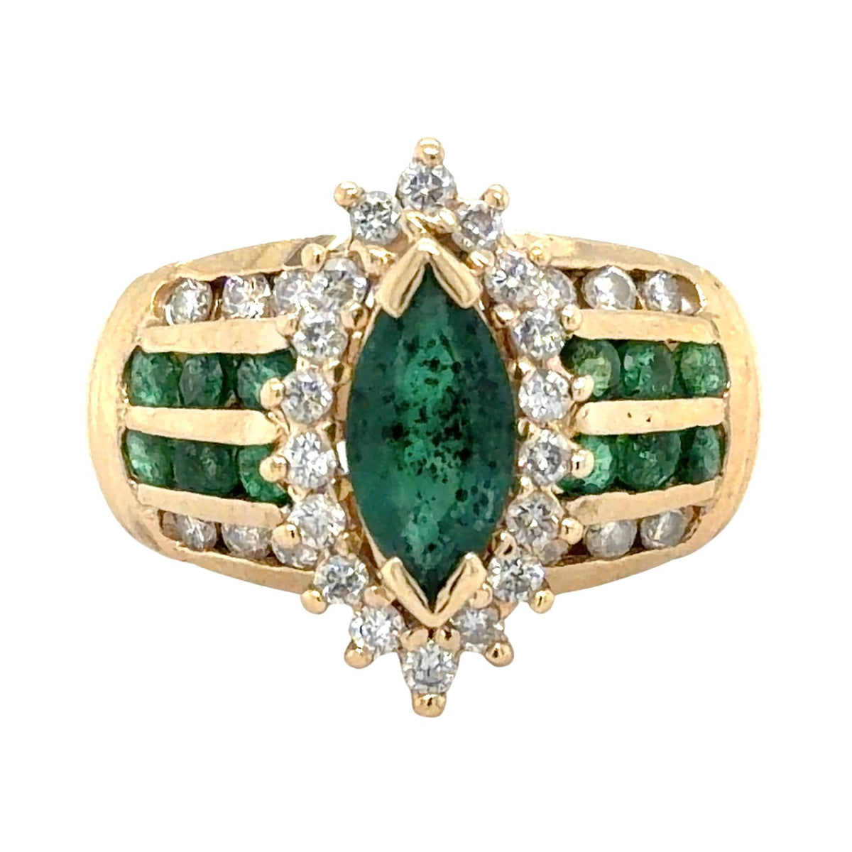 Emerald & 1/3ctw Diamond 14k Yellow Gold Ring 7.5g Size 7