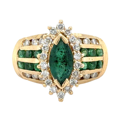 Emerald & 1/3ctw Diamond 14k Yellow Gold Ring 7.5g Size 7