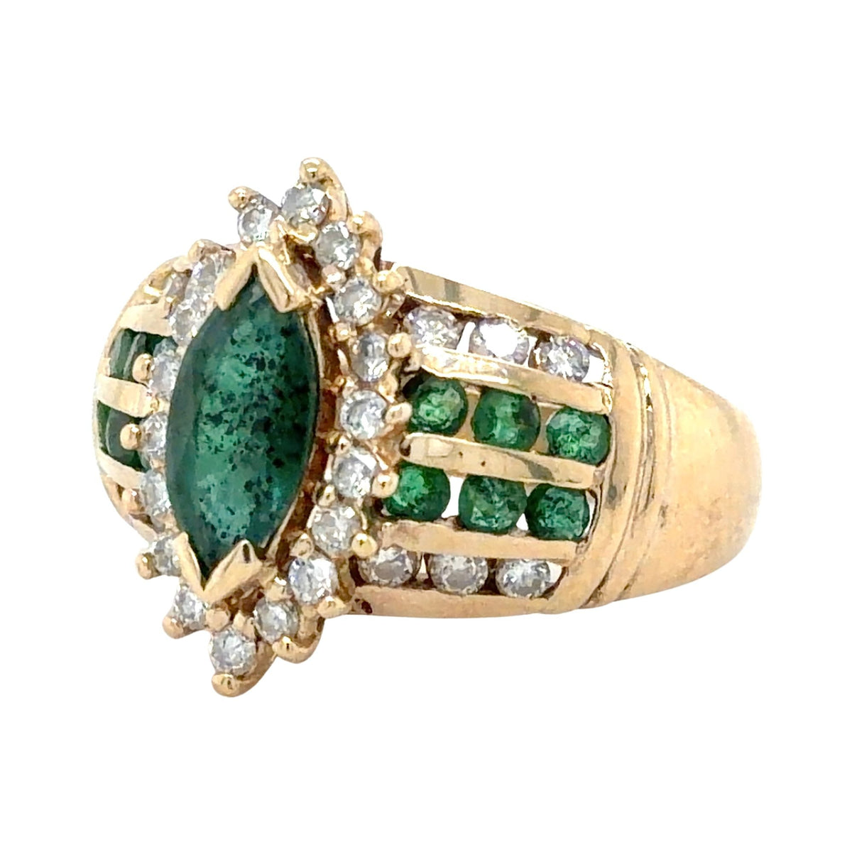 Emerald & 1/3ctw Diamond 14k Yellow Gold Ring 7.5g Size 7