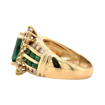 Emerald & 1/3ctw Diamond 14k Yellow Gold Ring 7.5g Size 7