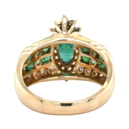 Emerald & 1/3ctw Diamond 14k Yellow Gold Ring 7.5g Size 7