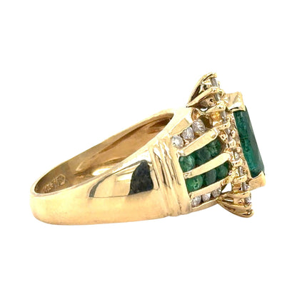 Emerald & 1/3ctw Diamond 14k Yellow Gold Ring 7.5g Size 7