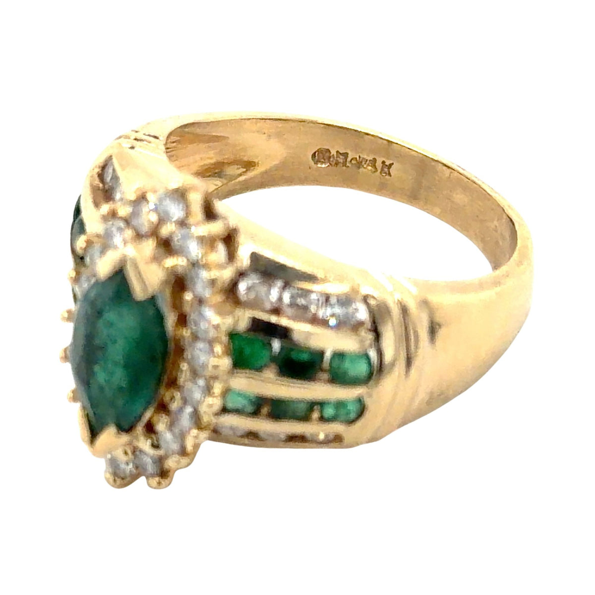 Emerald & 1/3ctw Diamond 14k Yellow Gold Ring 7.5g Size 7