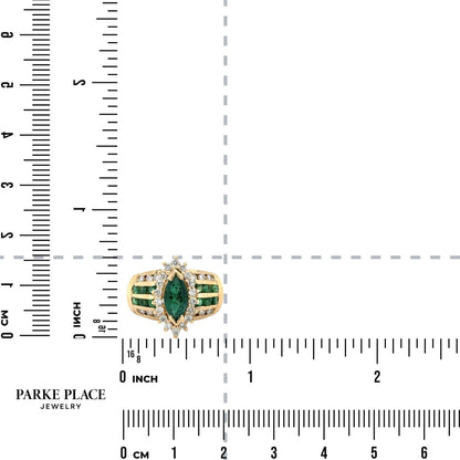 Emerald & 1/3ctw Diamond 14k Yellow Gold Ring 7.5g Size 7