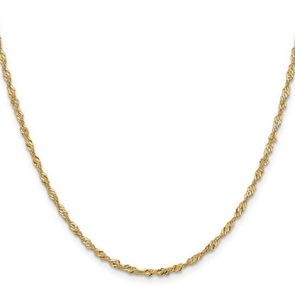2mm Singapore Chain Bracelet Real Solid 10k Yellow Gold 8 Inch