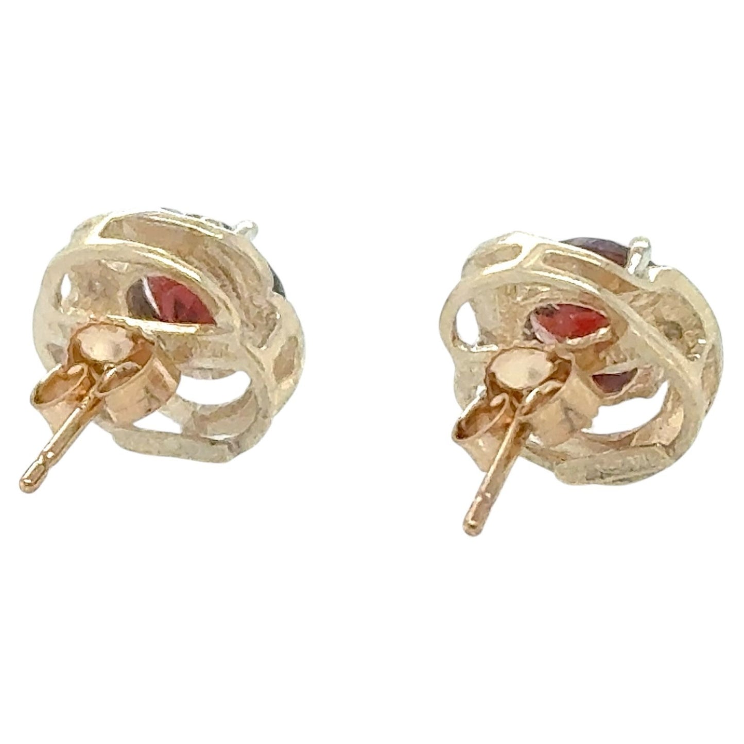 Garnet & Diamond 10k Yellow Gold Earrings 2.5g