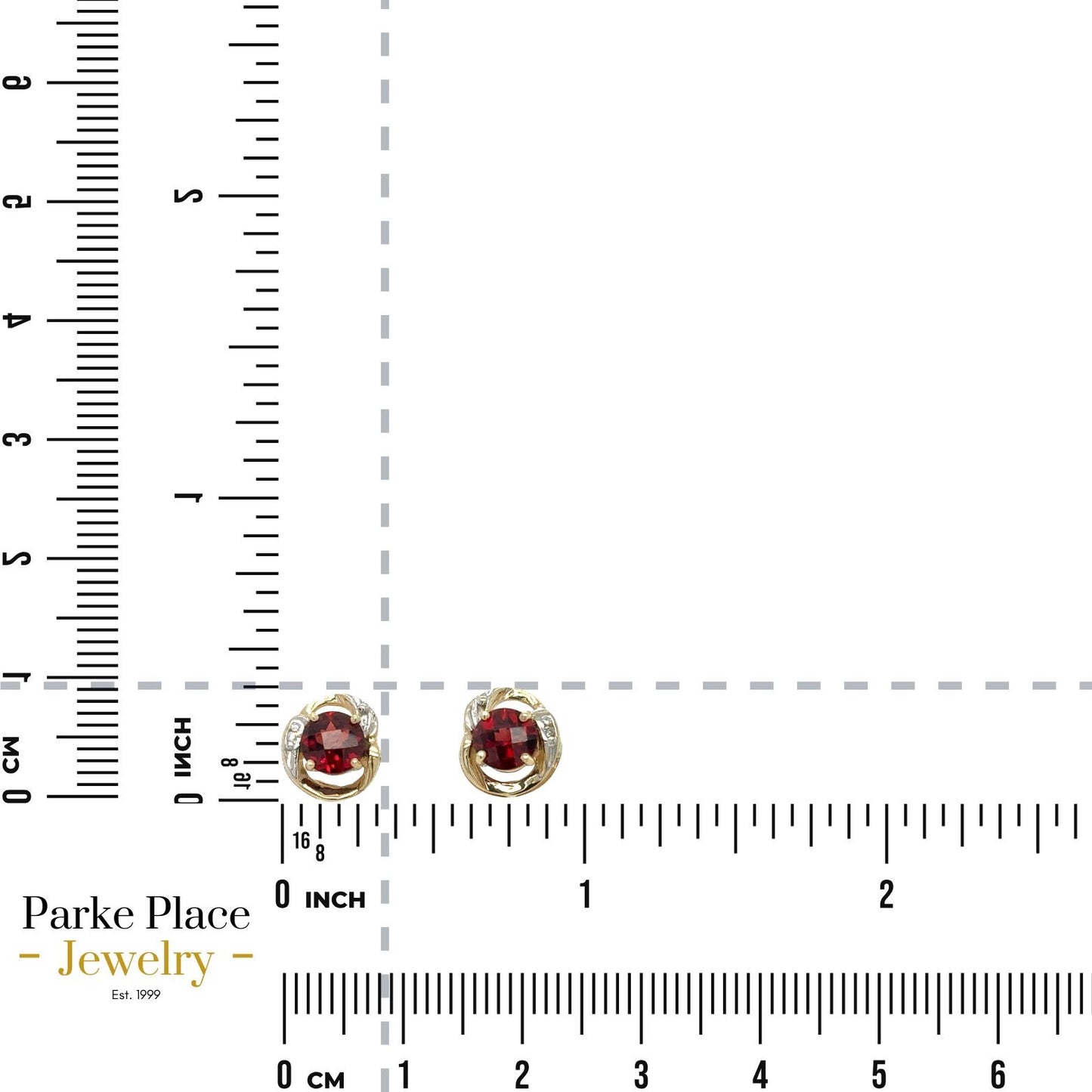 Garnet & Diamond 10k Yellow Gold Earrings 2.5g