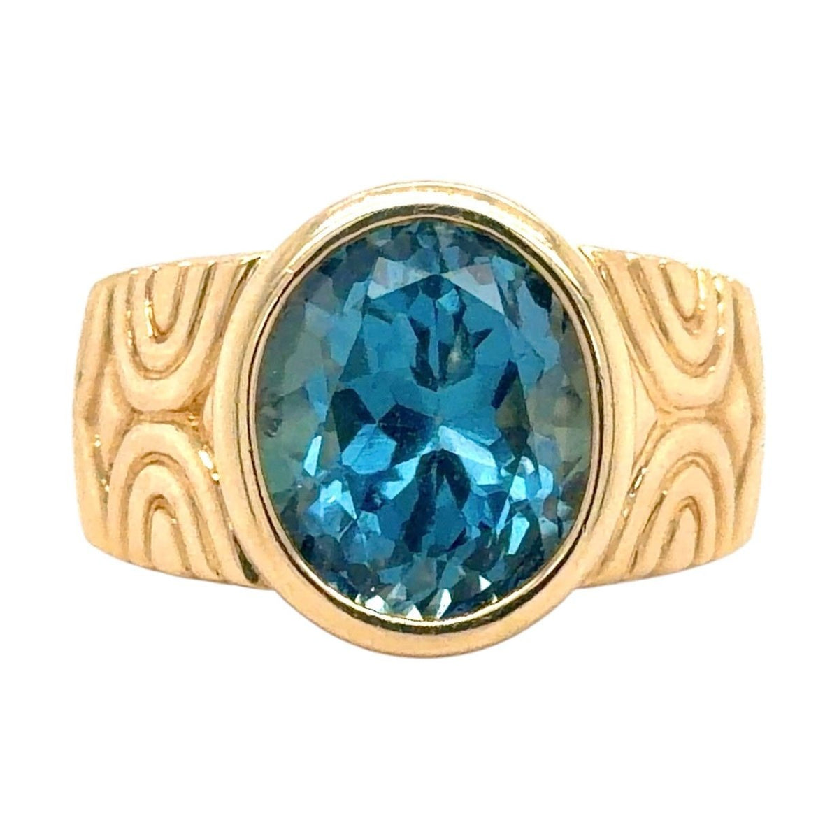 London Blue Topaz 14K Yellow Gold Ring 7.7g Size 7