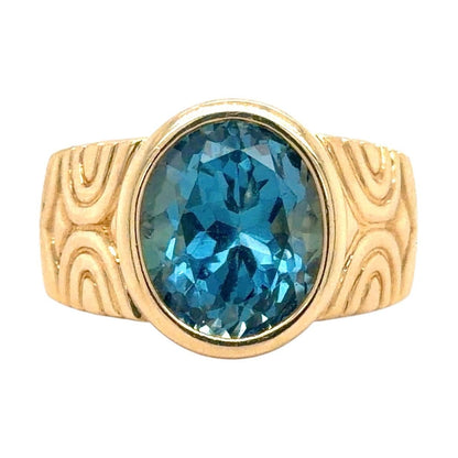 London Blue Topaz 14K Yellow Gold Ring 7.7g Size 7