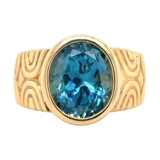 London Blue Topaz 14K Yellow Gold Ring 7.7g Size 7