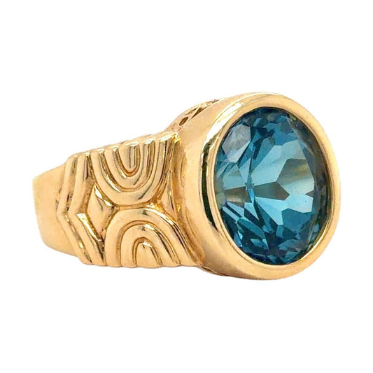 London Blue Topaz 14K Yellow Gold Ring 7.7g Size 7