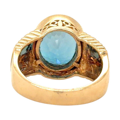 London Blue Topaz 14K Yellow Gold Ring 7.7g Size 7