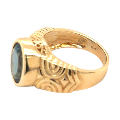 London Blue Topaz 14K Yellow Gold Ring 7.7g Size 7