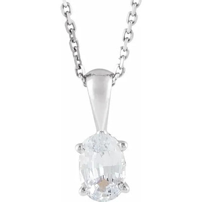 April Birthstone 3/4ct Lab-Grown Diamond 16-18" Necklace .925 Sterling Silver