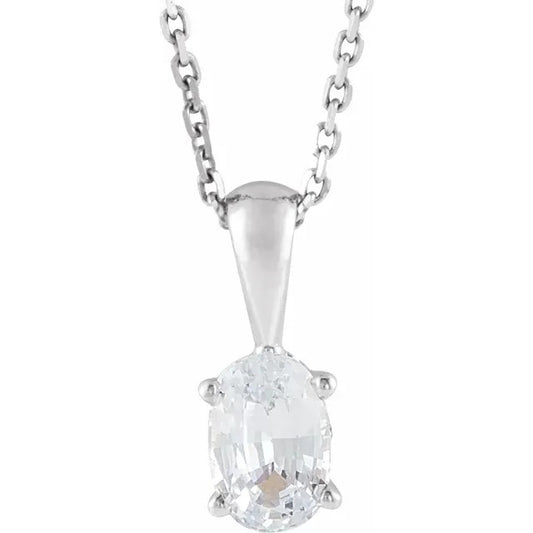April Birthstone 3/4ct Lab-Grown Diamond 16-18" Necklace .925 Sterling Silver