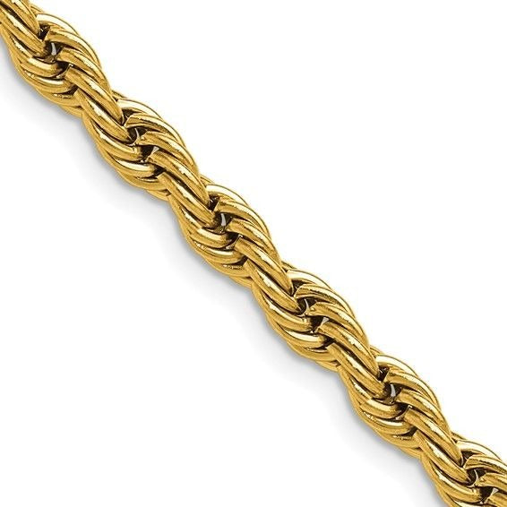 Chisel Stainless Steel Yellow IP-plated 5mm 20 inch Rope Chain