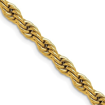 Chisel Stainless Steel Yellow IP-plated 5mm 20 inch Rope Chain
