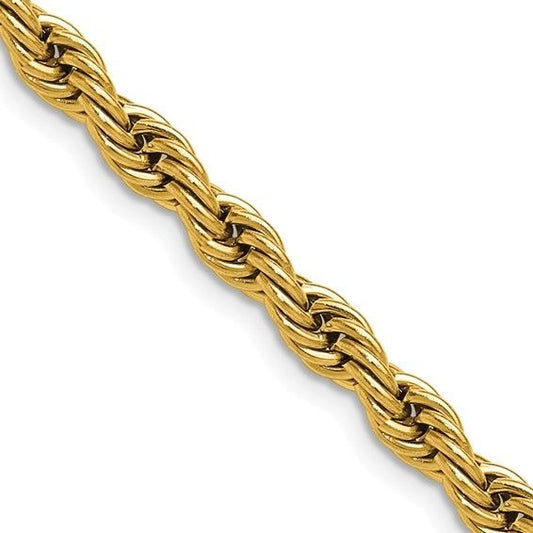 Chisel Stainless Steel Yellow IP-plated 5mm 20 inch Rope Chain