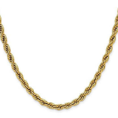 Chisel Stainless Steel Yellow IP-plated 5mm 20 inch Rope Chain