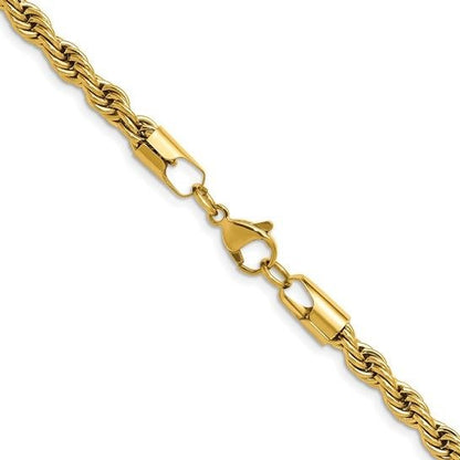 Chisel Stainless Steel Yellow IP-plated 5mm 20 inch Rope Chain