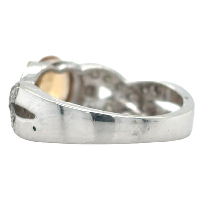Orange Topaz & Diamonds 10k White Gold Ring 4.2g Size 7.25