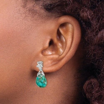 Sterling Silver Dangle Earrings Reconstituted Turquoise