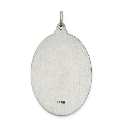 Sterling Silver Antiqued Our Lady Of Guadalupe Pendant 24mm X 13mm Oval Design