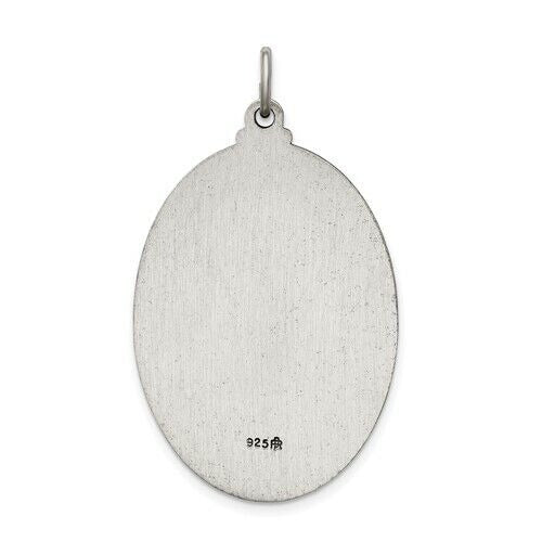 Sterling Silver Antiqued Our Lady Of Guadalupe Pendant 24mm X 13mm Oval Design