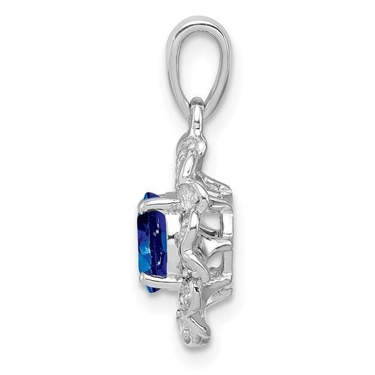 Sterling Silver White Topaz & Sapphire Pendant
