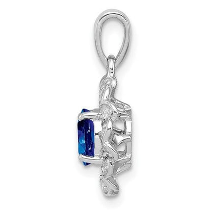 Sterling Silver White Topaz & Sapphire Pendant