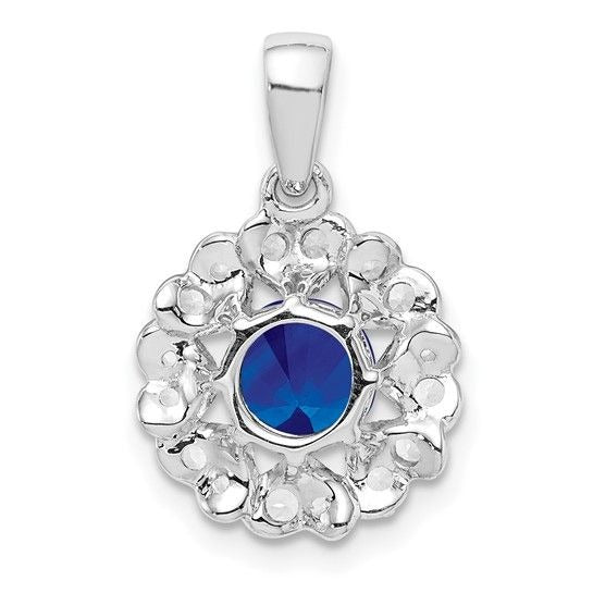 Sterling Silver White Topaz & Sapphire Pendant