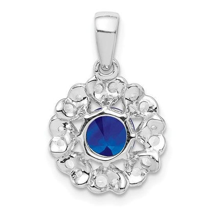 Sterling Silver White Topaz & Sapphire Pendant