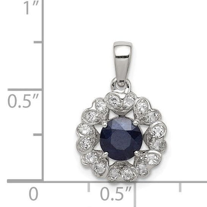 Sterling Silver White Topaz & Sapphire Pendant