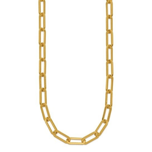 Chisel Stainless Steel Yellow IP-plated Open Link Paperclip 24in Chain Necklace