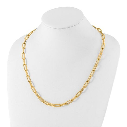 Chisel Stainless Steel Yellow IP-plated Open Link Paperclip 24in Chain Necklace