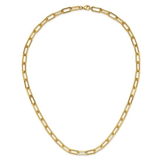 Chisel Stainless Steel Yellow IP-plated Open Link Paperclip 24in Chain Necklace