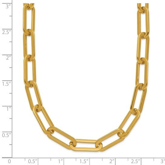 Chisel Stainless Steel Yellow IP-plated Open Link Paperclip 24in Chain Necklace