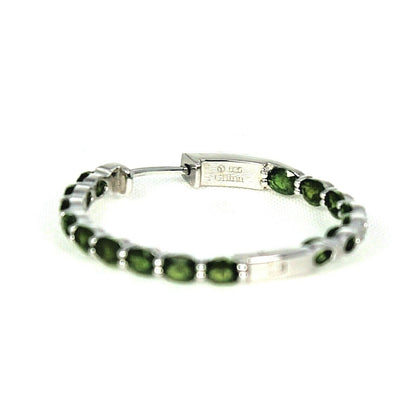 8.20ctw Oval Chrome Diopside Rhodium Over Sterling Silver Hoop Earrings