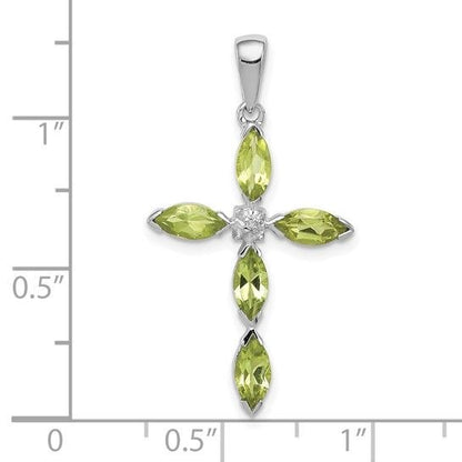 Sterling Silver Peridot & Diamond Cross Pendant