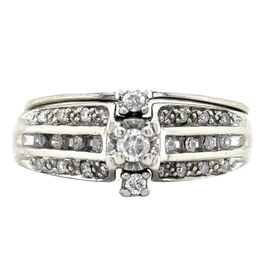 1/3 ct Diamond Bridal 10k White Gold Size 7 Wedding Ring Set 3.9g