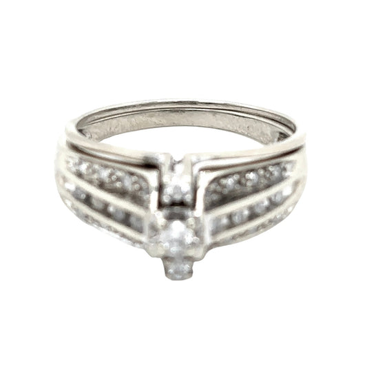 1/3 ct Diamond Bridal 10k White Gold Size 7 Wedding Ring Set 3.9g