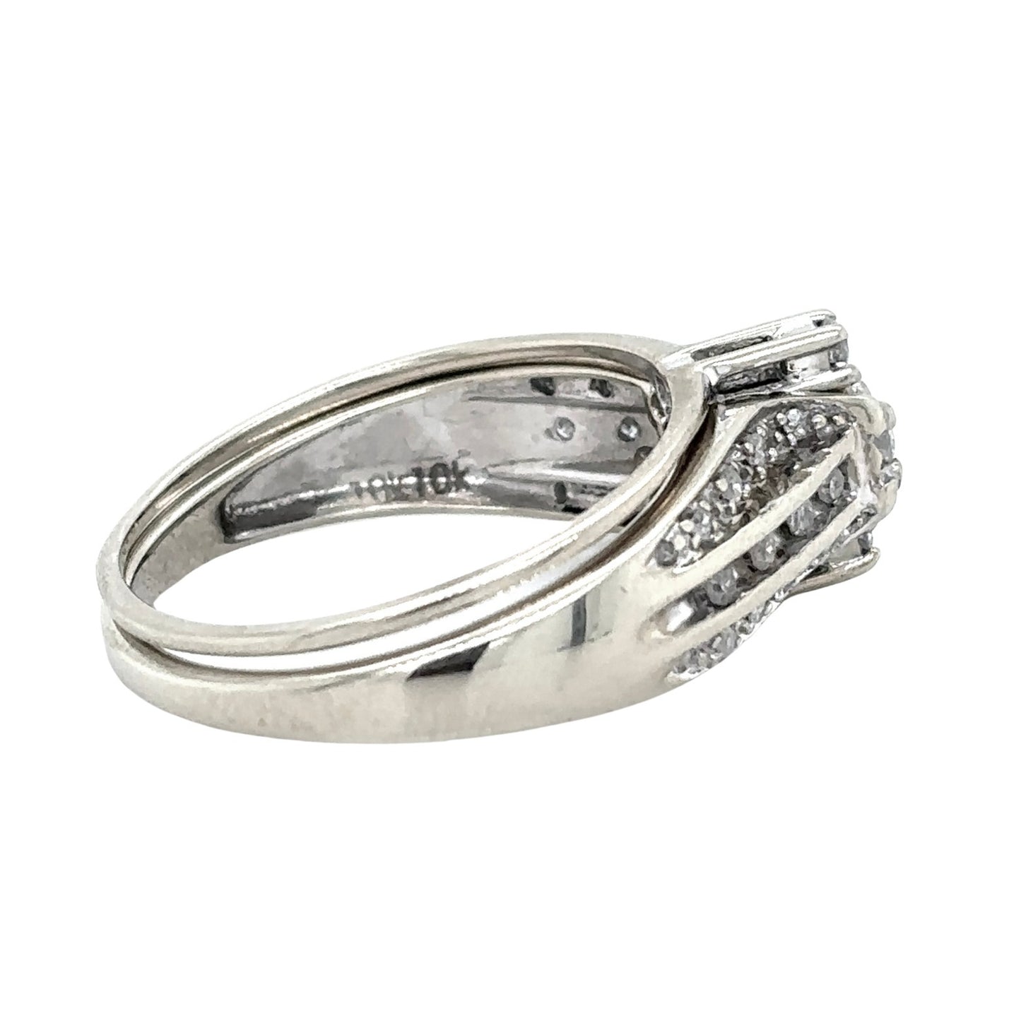 1/3 ct Diamond Bridal 10k White Gold Size 7 Wedding Ring Set 3.9g