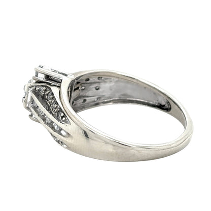 1/3 ct Diamond Bridal 10k White Gold Size 7 Wedding Ring Set 3.9g