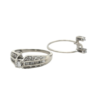 1/3 ct Diamond Bridal 10k White Gold Size 7 Wedding Ring Set 3.9g