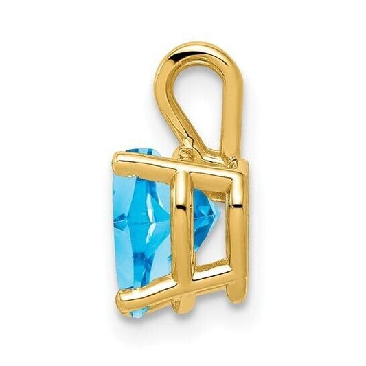 14K Yellow Gold Blue Topaz Heart December Birthstone Pendant