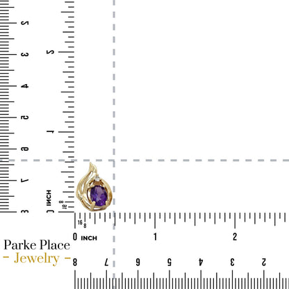 14K Yellow Gold Amethyst Stud Earrings & Diamond 2.9g